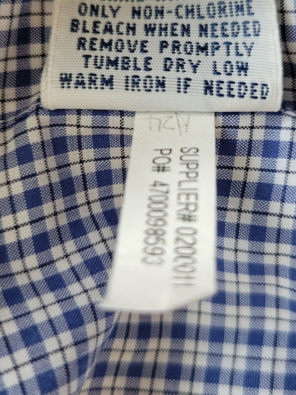 Ralph Lauren Classic Fit Blue White Checkered Plaid Buttoned Up Shirt Mens 17.5 - Picture 6 of 6